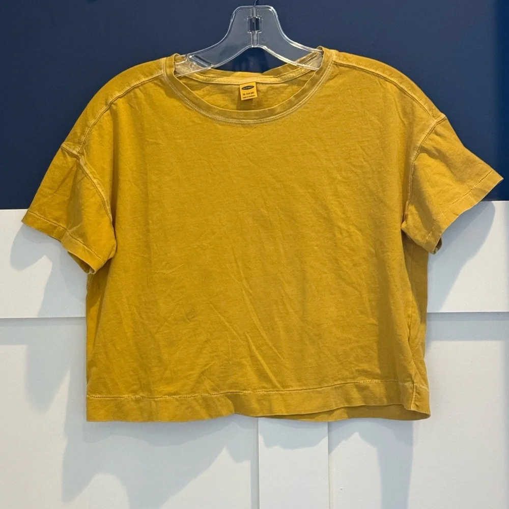 Old Navy Mustard Yellow Kids Short Sleeve Cropped Tee Size XL